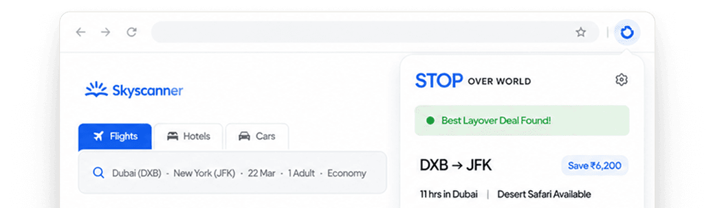 STOP Chrome extension popup on Skyscanner search page
