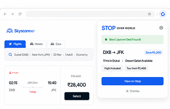 STOP Chrome extension popup on Skyscanner search page
